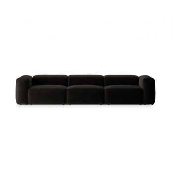 Canapea 4 locuri, Bergamo, Cosmopolitan Design, 364x108x70 cm, tesatura structurata, negru