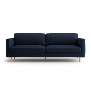 Canapea 4 locuri, Eden, Micadoni, 209x92x90 cm, catifea, albastru inchis