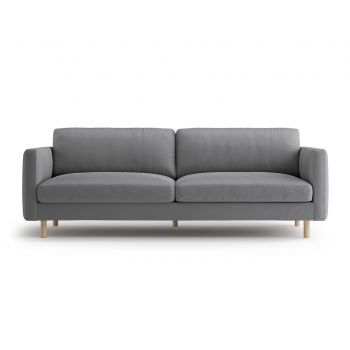 Canapea 4 locuri, Eden, Micadoni, 209x92x90 cm, catifea, gri