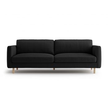 Canapea 4 locuri, Eden, Micadoni, 209x92x90 cm, catifea, negru