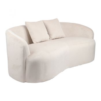 Canapea cu 2 locuri Raini cu perne din catifea crem 178x82x68cm