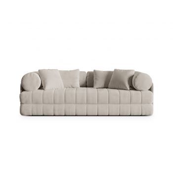 Canapea extensibila 3 locuri, Kemi, Cosmopolitan Design, 206x95x70 cm, catifea, bej