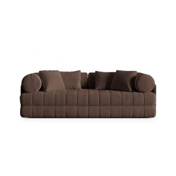 Canapea extensibila 3 locuri, Kemi, Cosmopolitan Design, 206x95x70 cm, catifea, ciocolata