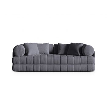 Canapea extensibila 3 locuri, Kemi, Cosmopolitan Design, 206x95x70 cm, tesatura boucle, grafit