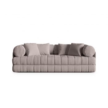 Canapea extensibila 3 locuri, Kemi, Cosmopolitan Design, 206x95x70 cm, tesatura boucle, gri cald