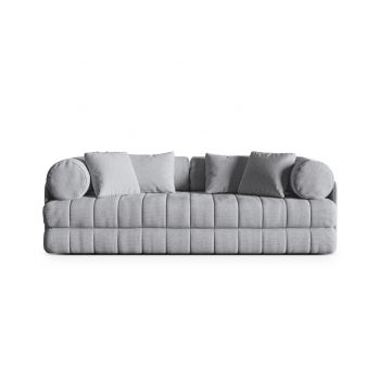 Canapea extensibila 3 locuri, Kemi, Cosmopolitan Design, 206x95x70 cm, tesatura boucle, gri