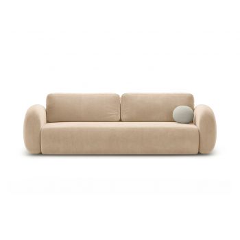 Canapea extensibila 3 locuri, Tonale, Cosmopolitan Design, 262x105x88 cm, catifea, bej migdala