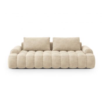 Canapea extensibila 4 locuri, Linz, Cosmopolitan Design, 250x100x84 cm, catifea, bej deschis