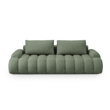 Canapea extensibila 4 locuri, Linz, Cosmopolitan Design, 250x100x84 cm, tesatura structurata, verde oliv inchis
