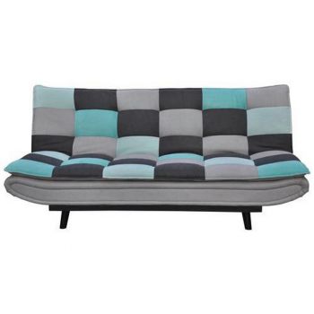 CANAPEA EXTENSIBILĂ metal, textil gri deschis, albastru deschis, gri închis