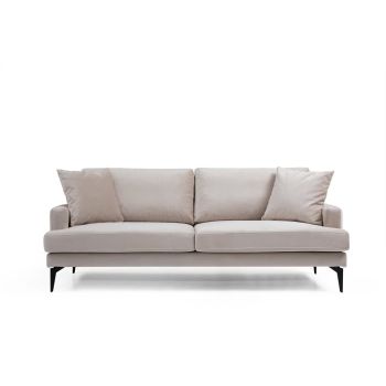 Canapea fixa PAPIRA, 3 locuri, bej, 205x90x88 cm