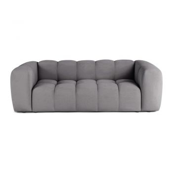 Canapea gri cu tapițerie din catifea 225 cm Cube – Bonami Selection