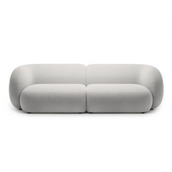 Canapea modulara 4 locuri, Kate, Micadoni, 243x99x76 cm, catifea, gri deschis