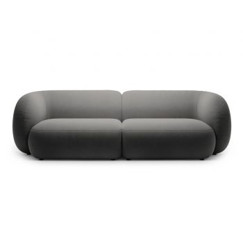 Canapea modulara 4 locuri, Kate, Micadoni, 243x99x76 cm, catifea, gri inchis