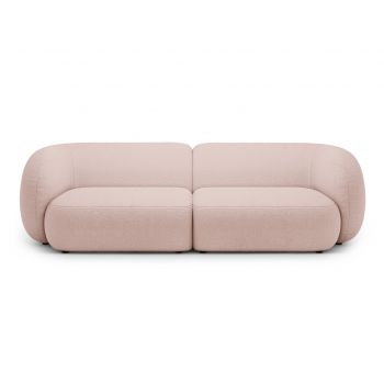 Canapea modulara 4 locuri, Kate, Micadoni, 243x99x76 cm, tesatura boucle, roz pudra