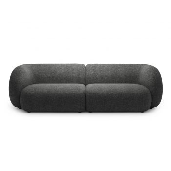 Canapea modulara 4 locuri, Kate, Micadoni, 243x99x76 cm, tesatura structurata, gri inchis melanj