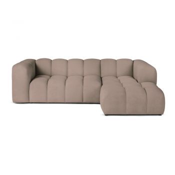 Colțar taupe cu tapițerie din catifea (cu colț pe partea dreaptă/cu șezlong) Cube – Bonami Selection