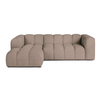 Colțar taupe cu tapițerie din catifea (cu colț pe partea stângă/cu șezlong) Cube – Bonami Selection