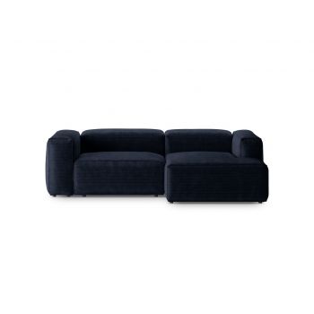Coltar dreapta 2 locuri, Bergamo, Cosmopolitan Design, 244x152x70 cm, catifea chenille raiata, albastru navy
