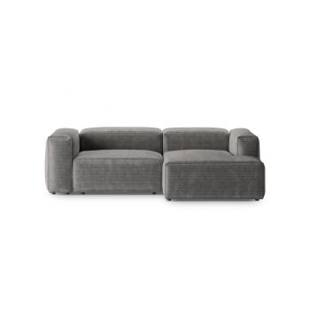 Coltar dreapta 2 locuri, Bergamo, Cosmopolitan Design, 244x152x70 cm, catifea chenille raiata, gri deschis