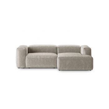 Coltar dreapta 2 locuri, Bergamo, Cosmopolitan Design, 244x152x70 cm, catifea chenille raiata, ivoriu