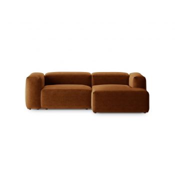 Coltar dreapta 2 locuri, Bergamo, Cosmopolitan Design, 244x152x70 cm, tesatura structurata, gri maro