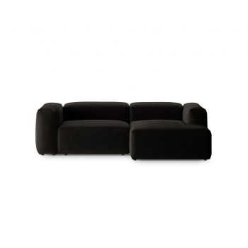 Coltar dreapta 2 locuri, Bergamo, Cosmopolitan Design, 244x152x70 cm, tesatura structurata, negru