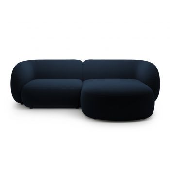 Coltar dreapta 2 locuri, Kate, Micadoni, 255x176x76 cm, catifea, albastru regal