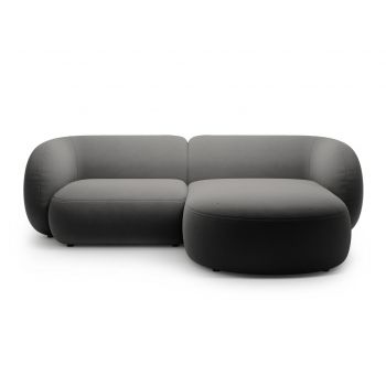Coltar dreapta 2 locuri, Kate, Micadoni, 255x176x76 cm, catifea, gri inchis