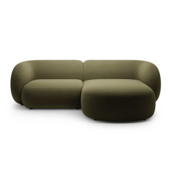 Coltar dreapta 2 locuri, Kate, Micadoni, 255x176x76 cm, catifea, verde