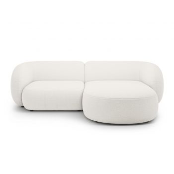 Coltar dreapta 2 locuri, Kate, Micadoni, 255x176x76 cm, tesatura boucle, alb