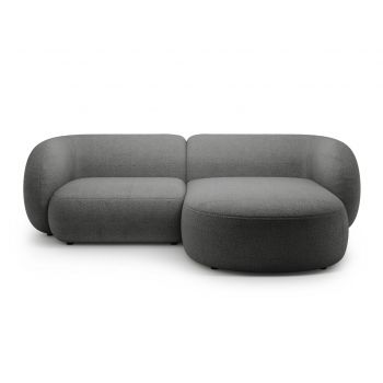 Coltar dreapta 2 locuri, Kate, Micadoni, 255x176x76 cm, tesatura boucle, gri inchis