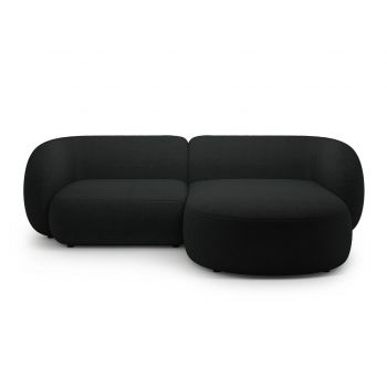 Coltar dreapta 2 locuri, Kate, Micadoni, 255x176x76 cm, tesatura boucle, negru