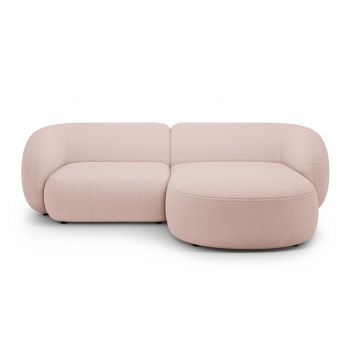 Coltar dreapta 2 locuri, Kate, Micadoni, 255x176x76 cm, tesatura boucle, roz pudra