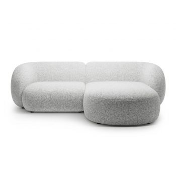 Coltar dreapta 2 locuri, Kate, Micadoni, 255x176x76 cm, tesatura structurata, gri deschis melanj