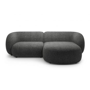 Coltar dreapta 2 locuri, Kate, Micadoni, 255x176x76 cm, tesatura structurata, gri inchis melanj