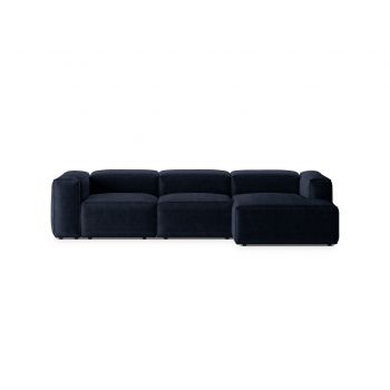 Coltar dreapta 3 locuri, Bergamo, Cosmopolitan Design, 304x152x70 cm, catifea chenille raiata, albastru navy