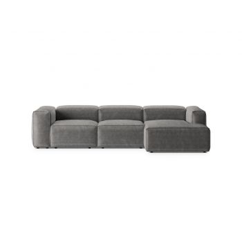 Coltar dreapta 3 locuri, Bergamo, Cosmopolitan Design, 304x152x70 cm, catifea chenille raiata, gri deschis