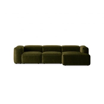 Coltar dreapta 3 locuri, Bergamo, Cosmopolitan Design, 304x152x70 cm, catifea chenille raiata, verde