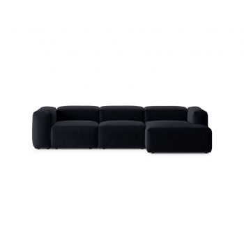 Coltar dreapta 3 locuri, Bergamo, Cosmopolitan Design, 304x152x70 cm, tesatura structurata, albastru navy