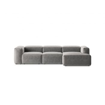 Coltar dreapta 3 locuri, Bergamo, Cosmopolitan Design, 304x152x70 cm, tesatura structurata, gri deschis