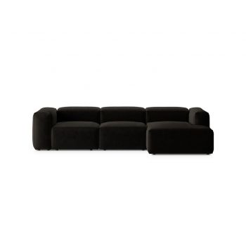 Coltar dreapta 3 locuri, Bergamo, Cosmopolitan Design, 304x152x70 cm, tesatura structurata, negru