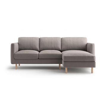 Coltar dreapta 3 locuri, Eden, Micadoni, 223x150x90 cm, catifea, gri beton