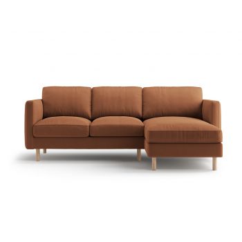 Coltar dreapta 3 locuri, Eden, Micadoni, 223x150x90 cm, catifea, miere