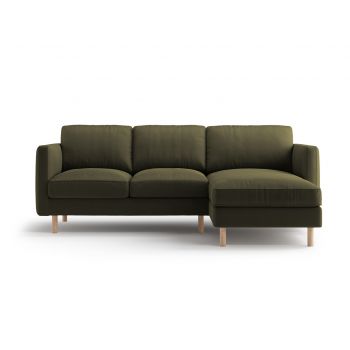 Coltar dreapta 3 locuri, Eden, Micadoni, 223x150x90 cm, catifea, verde muschi melanj