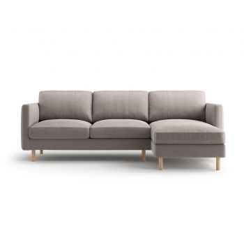 Coltar dreapta 3 locuri, Eden, Micadoni, 250x150x90 cm, catifea, gri beton