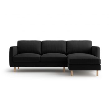 Coltar dreapta 3 locuri, Eden, Micadoni, 250x150x90 cm, catifea, negru