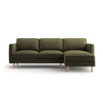 Coltar dreapta 3 locuri, Eden, Micadoni, 250x150x90 cm, catifea, verde muschi melanj