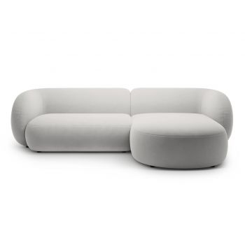 Coltar dreapta 3 locuri, Kate, Micadoni, 285x176x76 cm, catifea, gri deschis