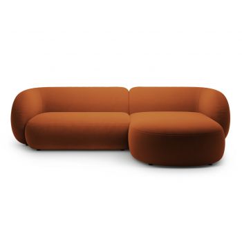 Coltar dreapta 3 locuri, Kate, Micadoni, 285x176x76 cm, catifea, teracota